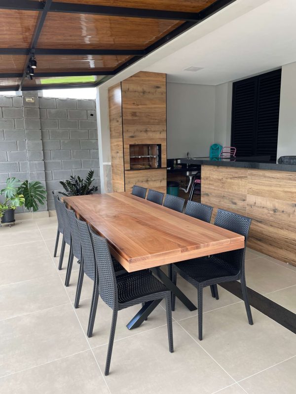 Mesa Jequitibá 2,50mX0,90cm com 10 Cadeiras Rattan
