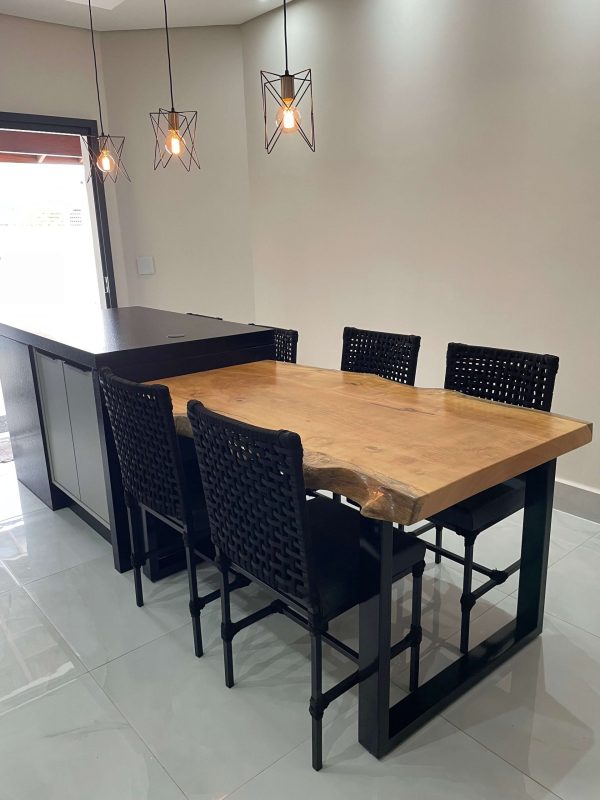Mesa Prancha Piquiá 1,60mX0,90cm com 4 Cadeiras em Tricô Náutico