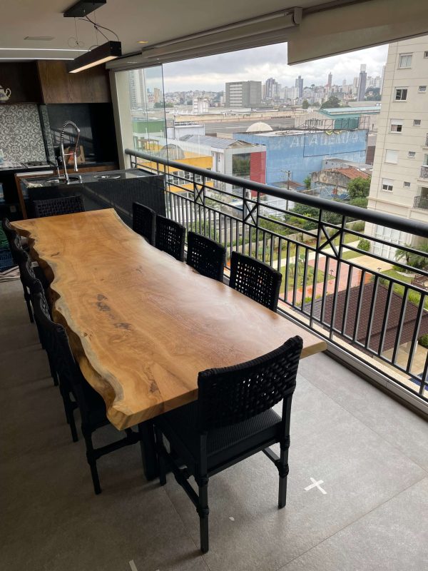 Mesa Prancha Piquiá 3,00mX1,00m com 10 Cadeiras em Tricô Náutico