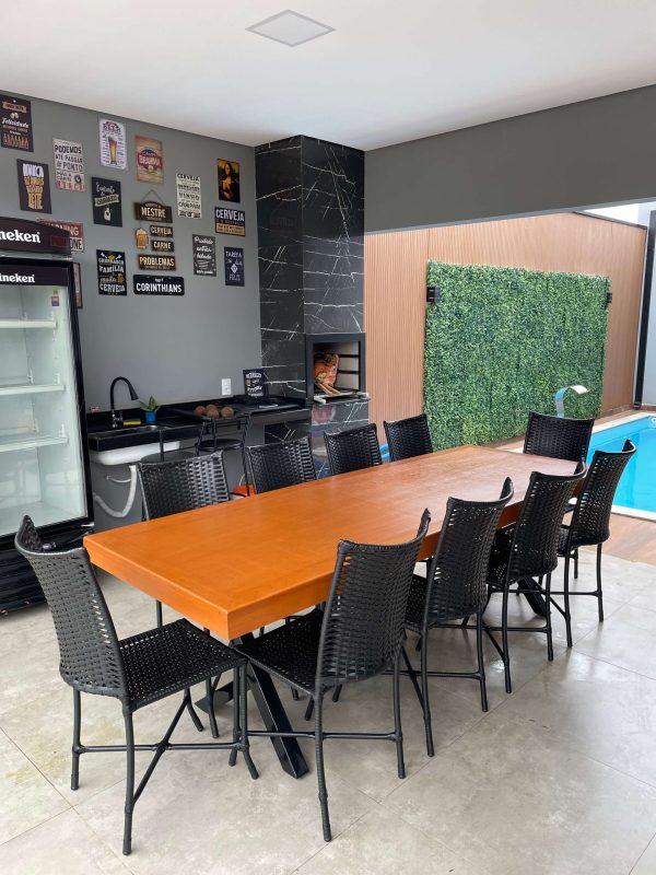 Mesa Virola 2,50mX0,90cm com 10 Cadeiras Mayara